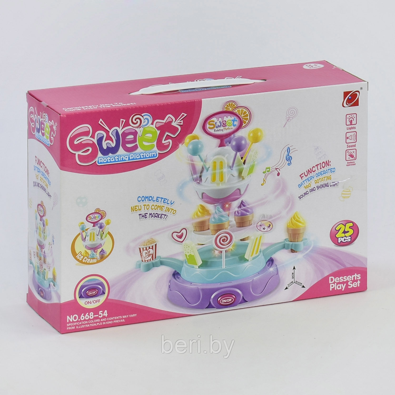 668-54 Игровой набор Витрина сладостей, магазин сладостей, 25 предметов, свет+звук - фото 2 - id-p108520663