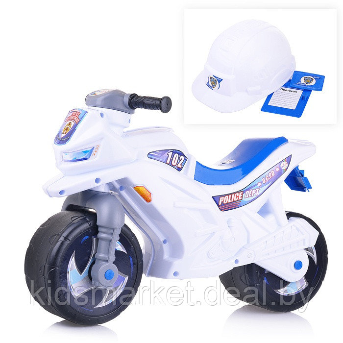 Детский мотоцикл -каталка-беговел Сузуки Полиция 501 с шлемом белый - фото 1 - id-p108544835