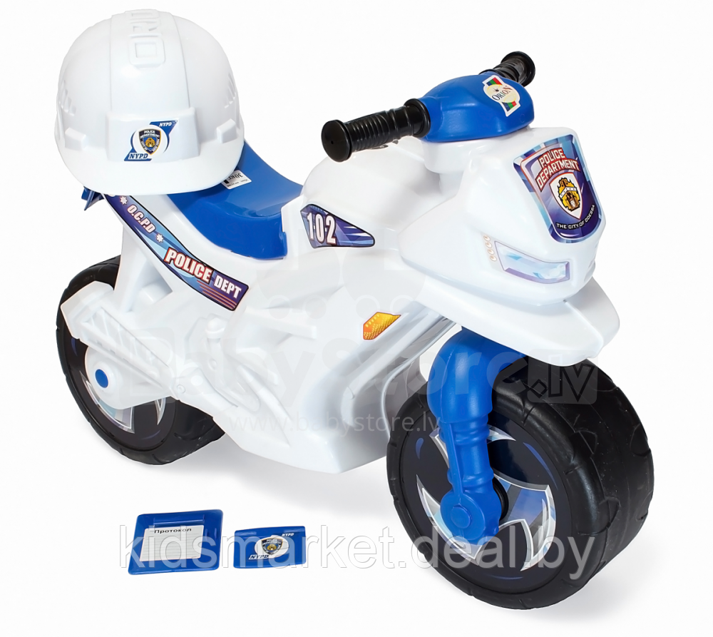 Детский мотоцикл -каталка-беговел Сузуки Полиция 501 с шлемом белый - фото 2 - id-p108544835