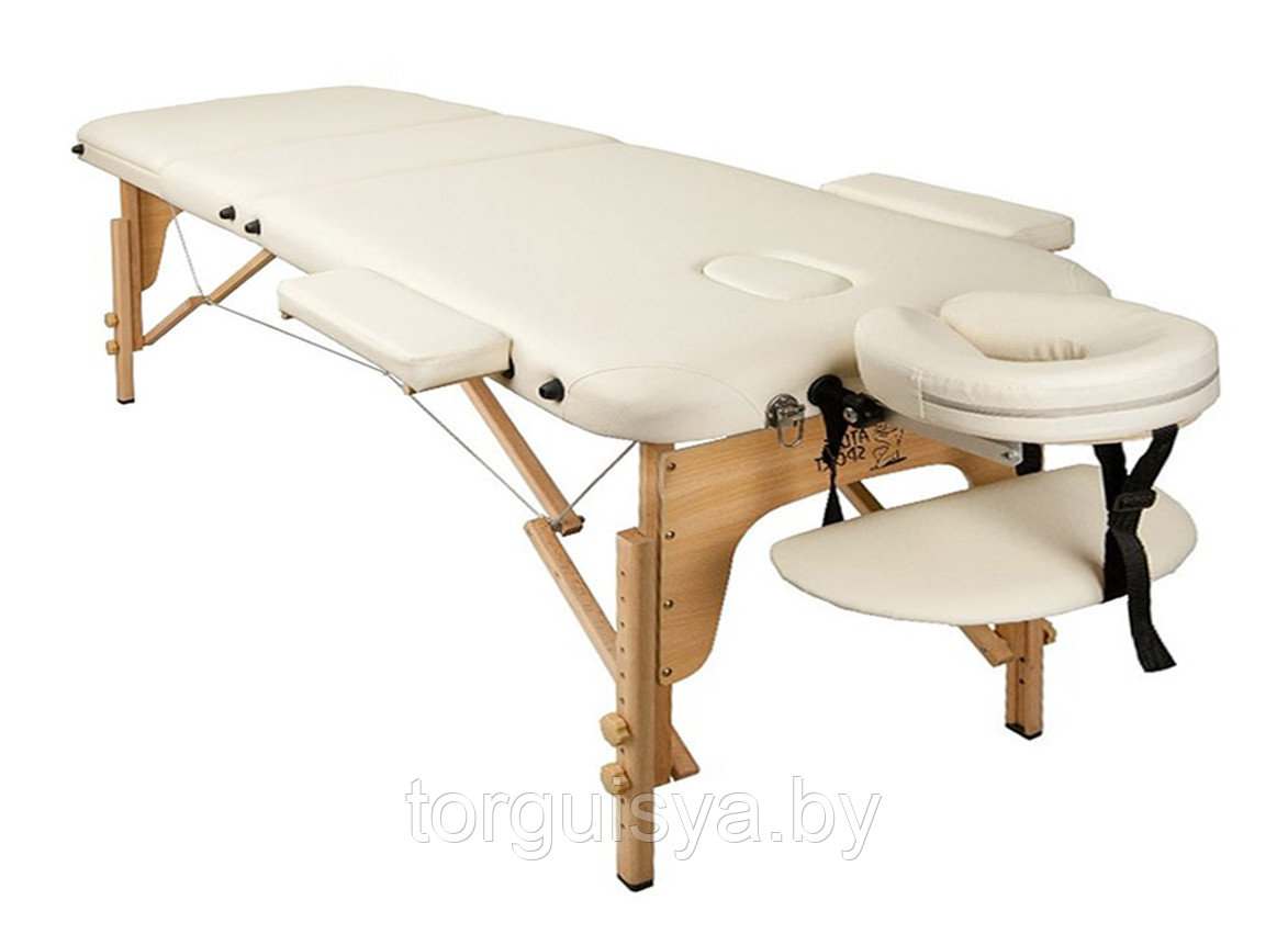Массажный стол складной 3-х секционный деревянный 60см Atlas Sport (бежевый) - фото 1 - id-p108570408