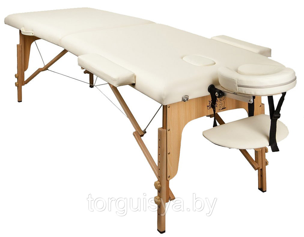 Массажный стол складной 2-х секционный деревянный 60см Atlas Sport (бежевый) - фото 1 - id-p108570410