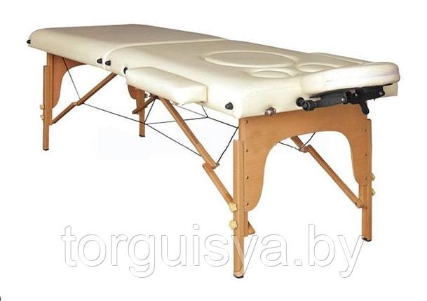 Массажный стол складной 2-х секционный деревянный Atlas Sport для беременных кремовый, фото 2