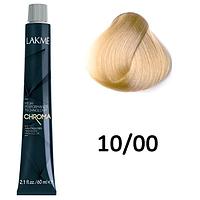 Безаммиачная перманентная краска для волос CHROMA - 10/00 Очень светлый блондин, 60мл (Lakme)