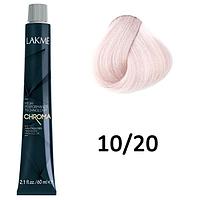 Безаммиачная перманентная краска для волос CHROMA - 10/20 Очень светлый блондин фиолетовый, 60мл (Lakme)