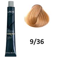 Безаммиачная перманентная краска для волос CHROMA - 9/36 Светлый блондин золотисто-коричневый, 60мл (Lakme)
