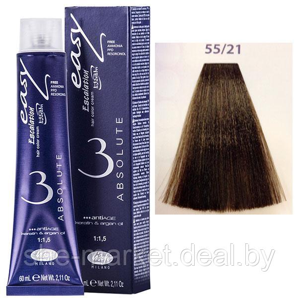 Крем-краска для волос Escalation Easy Absolute 3 ТОН 55/21 светлый шатен глубокий пепельный 60мл (Lisap) - фото 1 - id-p108587790