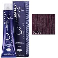 Крем-краска для волос Escalation Easy Absolute 3 ТОН 55/88 светло-каштановый рыжий рубин глубокий 60мл (Lisap)