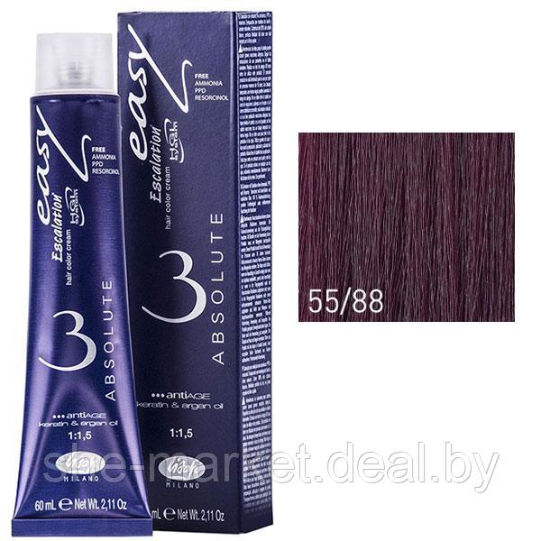 Крем-краска для волос Escalation Easy Absolute 3 ТОН 55/88 светло-каштановый рыжий рубин глубокий 60мл (Lisap) - фото 1 - id-p108587797