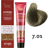 Безаммиачная краска для волос SELIAR SYNERGY COLOR 7.01 BLONDE NATURAL ASH Пепельный русый (Echosline)