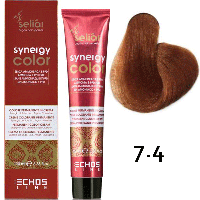 Безаммиачная краска для волос SELIAR SYNERGY COLOR 7.4 Blonde Copper Медный блондин (Echosline)