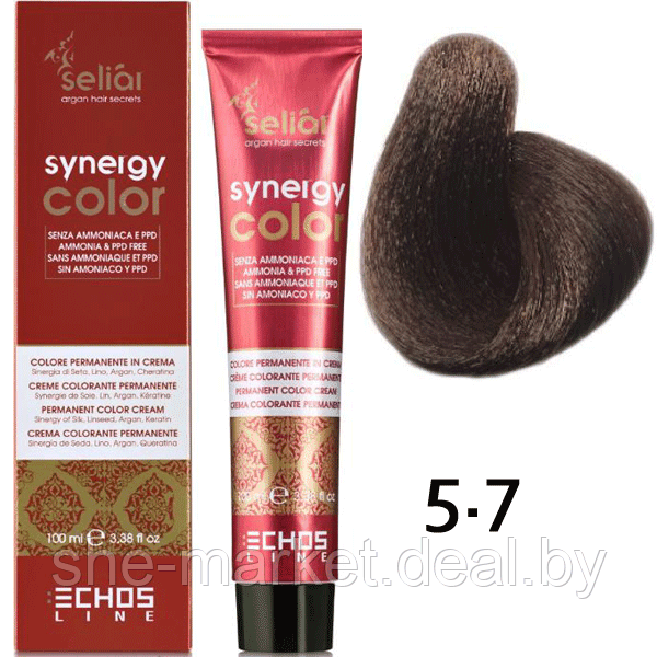 Безаммиачная краска для волос SELIAR SYNERGY COLOR 5.7 LIGHT CHESTNUT BROWN Коричневый светло-каштановый - фото 1 - id-p108585856