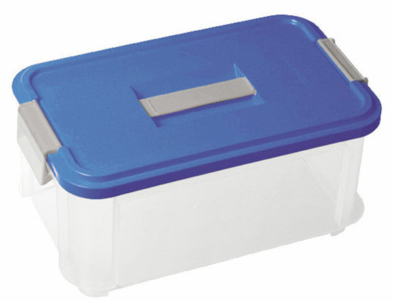 Ящик для хранения с крышкой Box 9,4L, прозрачный/синий