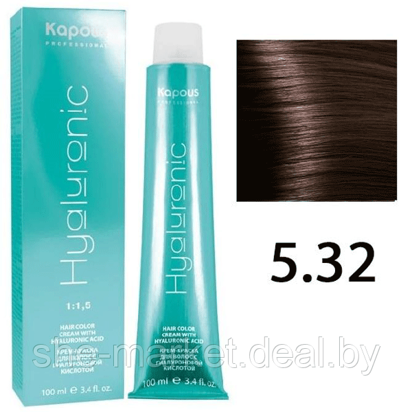 Крем-краска для волос Hyaluronic acid 5.32 Светлый коричневый палисандр, 100мл (Капус, Kapous) - фото 1 - id-p108609126