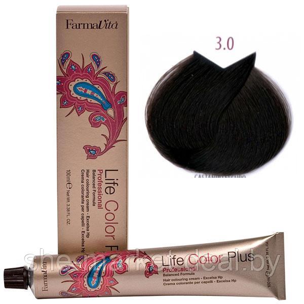 Крем-краска для волос LIFE COLOR PLUS 3,0/3N тёмно-коричневый 100мл (Farmavita) - фото 1 - id-p108609388