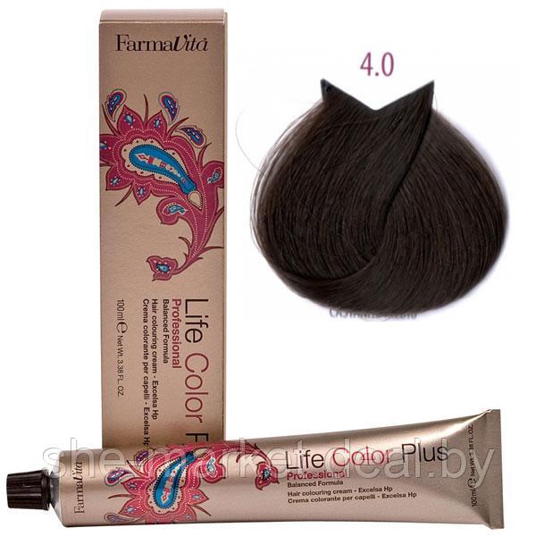 Крем-краска для волос LIFE COLOR PLUS 4,0/4N коричневый 100мл (Farmavita) - фото 1 - id-p108609389