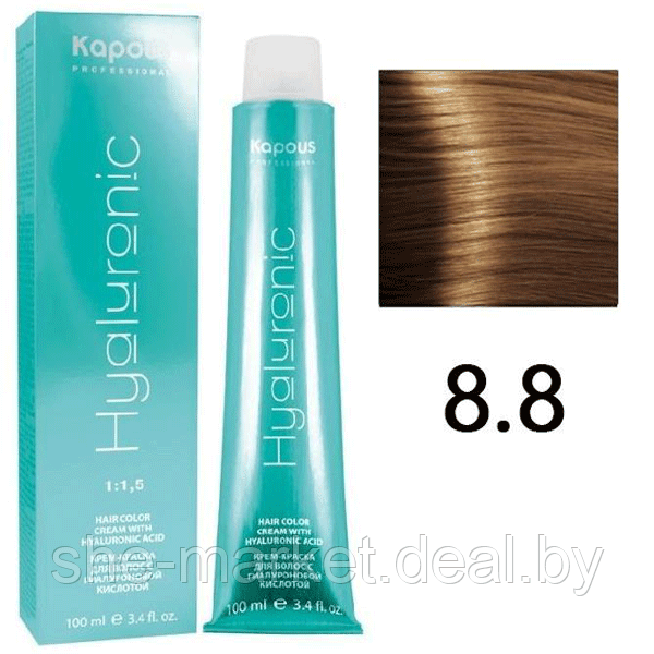 Крем-краска для волос Hyaluronic acid 8.8 Светлый блондин лесной орех, 100мл (Капус, Kapous) - фото 1 - id-p108609186