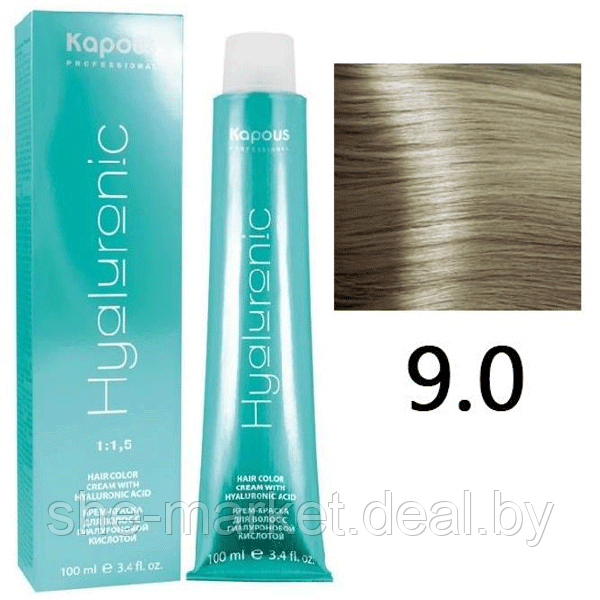 Крем-краска для волос Hyaluronic acid 9.0 Очень светлый блондин, 100мл (Капус, Kapous) - фото 1 - id-p108609187