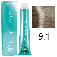 Крем-краска для волос Hyaluronic acid 9.1 Очень светлый блондин пепельный, 100мл (Капус, Kapous)