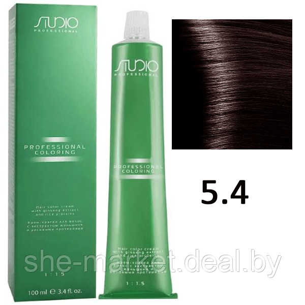 Крем-краска для волос Studio Professional Coloring 5.4 светлый медно-коричневый , 100мл (Капус, Kapous) - фото 1 - id-p108609839