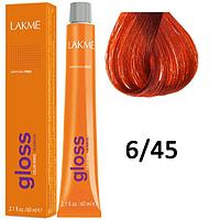 Полуперманентная краска для волос Gloss ТОН - 6/45, 60мл (Lakme)