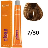 Полуперманентная краска для волос Gloss ТОН - 7/30, 60мл (Lakme)