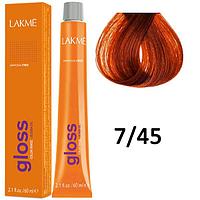 Полуперманентная краска для волос Gloss ТОН - 7/45, 60мл (Lakme)