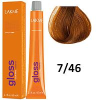 Полуперманентная краска для волос Gloss ТОН - 7/46, 60мл (Lakme)
