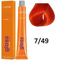 Полуперманентная краска для волос Gloss ТОН - 7/49, 60мл (Lakme)