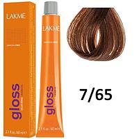 Полуперманентная краска для волос Gloss ТОН - 7/65, 60мл (Lakme)