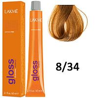 Полуперманентная краска для волос Gloss ТОН - 8/34, 60мл (Lakme)