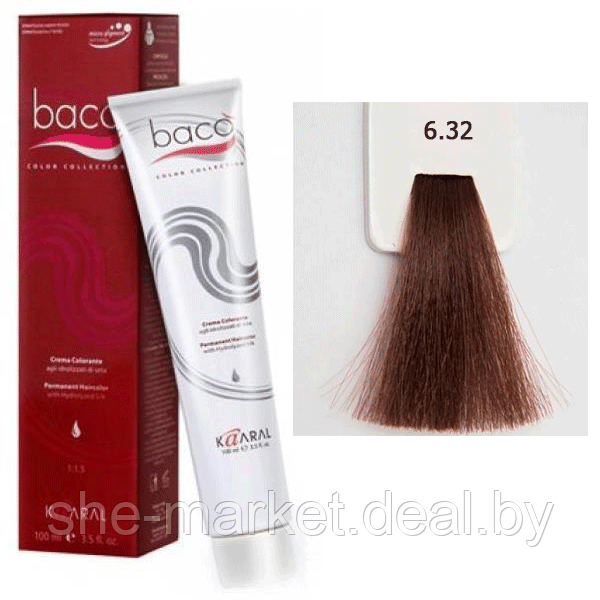 Стойкая крем-краска Baco Silk hydrolized hair color cream 6.32 100мл (Kaaral) - фото 1 - id-p108614791
