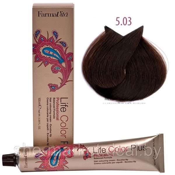 Крем-краска для волос LIFE COLOR PLUS 5,03/5NW светлый тёплый коричневый 100мл (Farmavita) - фото 1 - id-p108609403