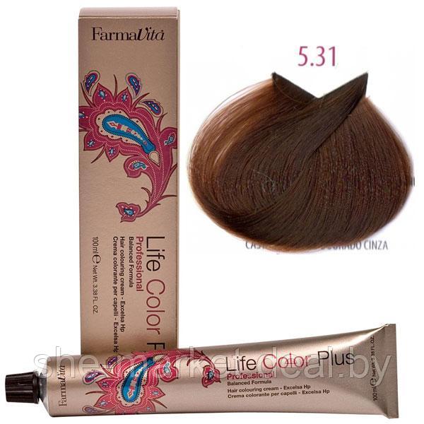 Крем-краска для волос LIFE COLOR PLUS 5,31/5Т светло-каштановый золотисто- пепельный 100мл (Farmavita) - фото 1 - id-p108609409
