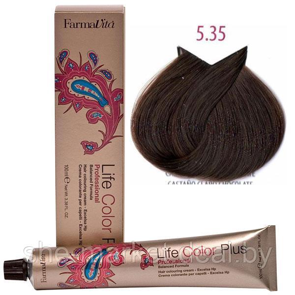 Крем-краска для волос LIFE COLOR PLUS 5,35/5CI светлый шоколадный коричневый 100мл (Farmavita) - фото 1 - id-p108609410