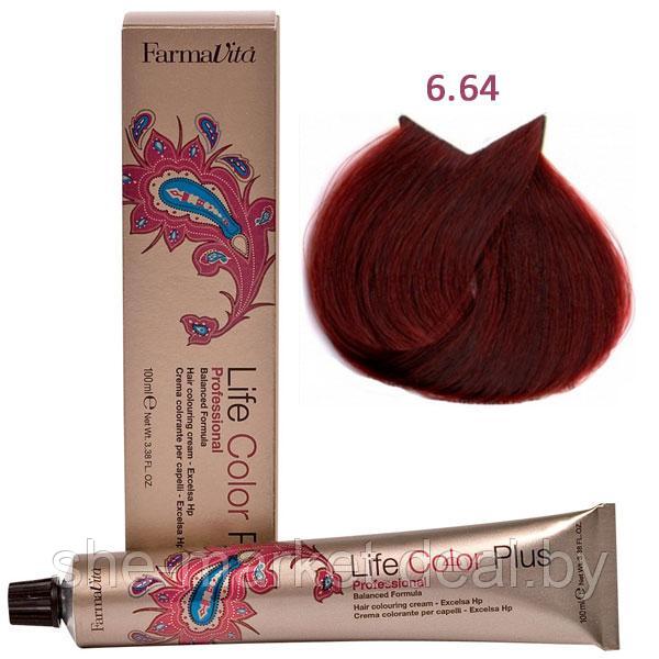 Крем-краска для волос LIFE COLOR PLUS 6,64/6RR тёмный красно-медный блондин 100мл (Farmavita) - фото 1 - id-p108609439