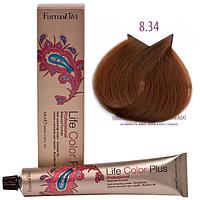 Крем-краска для волос LIFE COLOR PLUS 8,34/8D светлый золотисто-медный блондин 100мл (Farmavita)