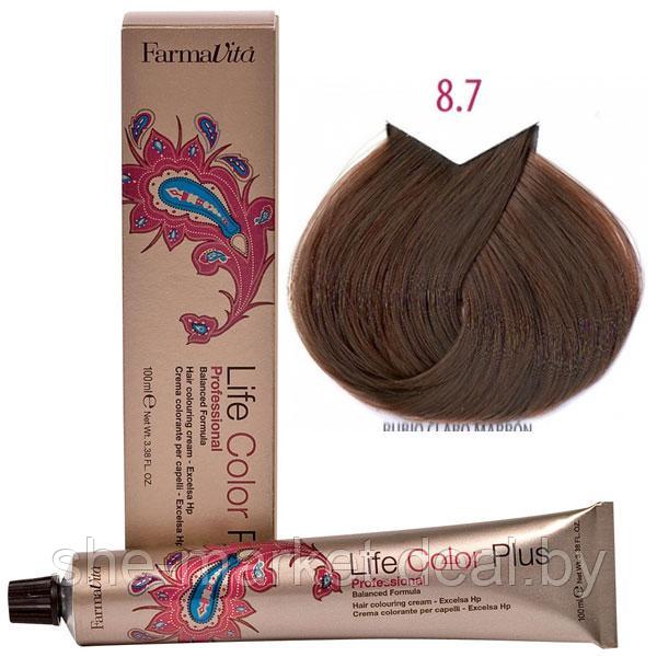 Крем-краска для волос LIFE COLOR PLUS 8,7 блондин коричневый кашемир100мл (Farmavita) - фото 1 - id-p108609474