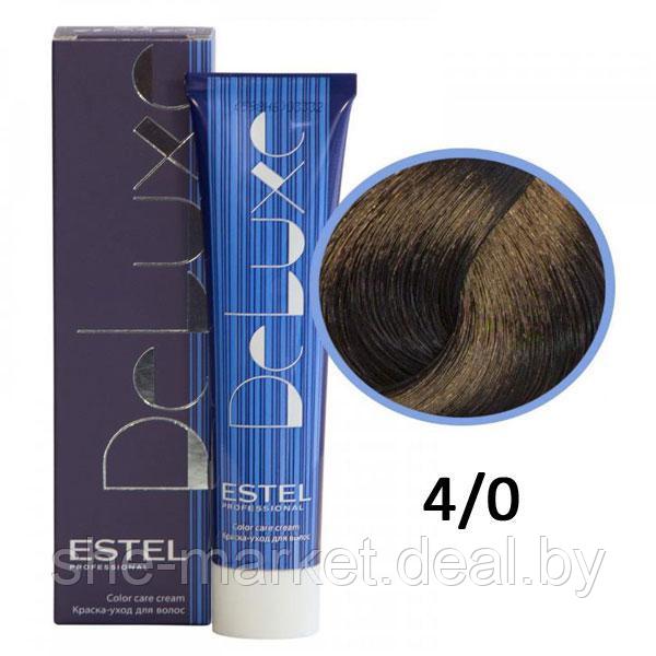 Краска-уход для волос Deluxe 4/0 шатен 60мл (Estel, Эстель) - фото 1 - id-p108607992