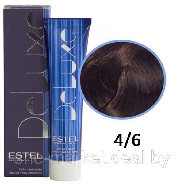 Краска-уход для волос Deluxe 4/6 шатен фиолетовый 60мл (Estel, Эстель) - фото 1 - id-p108607994