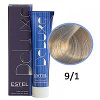 Краска-уход для волос Deluxe 9/1 блондин пепельный 60мл (Estel, Эстель)