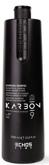 Угольный шампунь для волос, страдающих от химических процедур KARBON 9 CHARCOAL SHAMPOO 1000 мл (Echosline) - фото 1 - id-p108615691