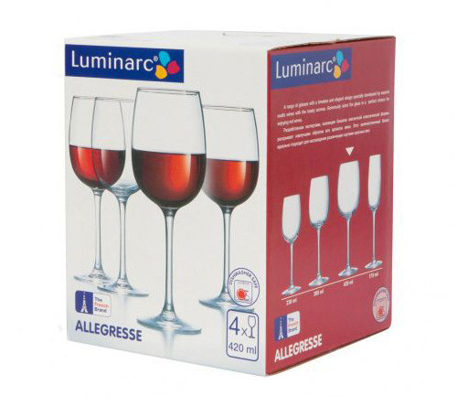 Набор фужеров для вина 420мл Luminarc Allegresse ( 4шт ) J8166 - фото 1 - id-p108642206
