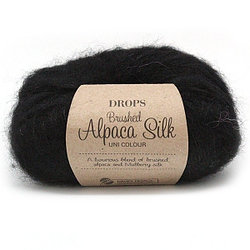 Пряжа Drops Brushed Alpaca Silk unicolour цвет 16 чёрный