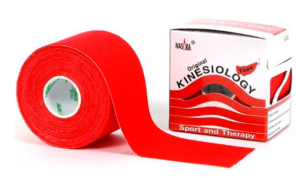 Кинезио тейп Kinesiology Tape Красный, 5 см × 1 м
