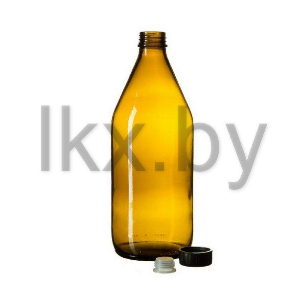 Бутылка для реактивов БВ-1-1000 из темного стекла с завинчивающейся п/п крышкой - фото 1 - id-p108689522
