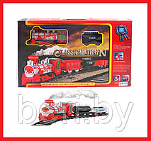 811-2 Железная дорога "Classical Train", 235 см, 9 элементов,  2 вагона, паровозик детский, дым, свет+звук