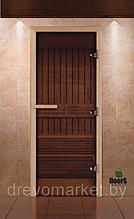 Двери для бани(сауны) DoorWood стеклянные (стекло 8мм, цвет бронза) коробка 700*1700 мм лиственная