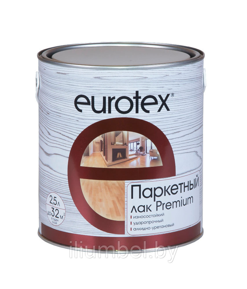 Eurotex premium паркетный лак алкидно-уретановый Глянцевый, 2.5л