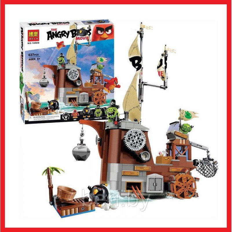 10509 Конструктор Bela Angry Birds "Пиратский корабль свинок", 637 деталей, аналог Lego 75825