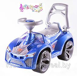 Машинка-каталка ЛАМБО с музыкальным рулем синяя арт.021